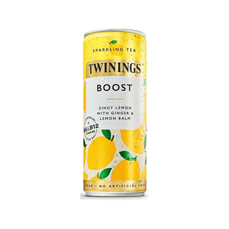 Twinings Boost Lemon Sparkling Tea - Can - 12x250ml