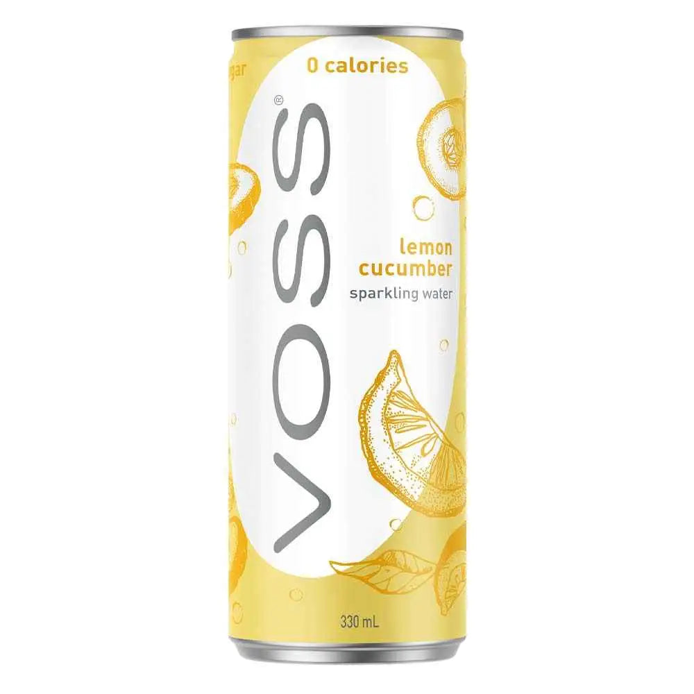 Voss Water Sparkling Lemon Cucumber Flavoured Water Can 10x330ml