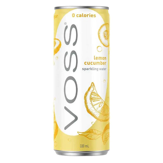 Voss Water Sparkling Lemon Cucumber Flavoured Water Can 10x330ml