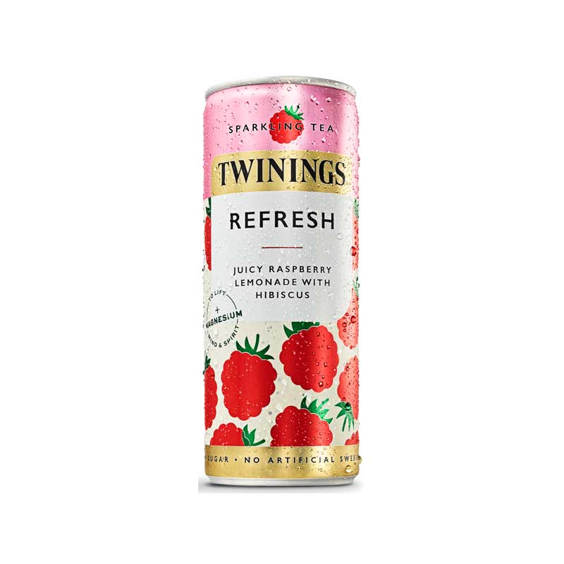 Twinings Refresh Raspberry Sparkling Tea - Can - 12x250ml