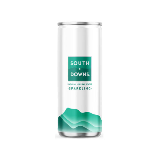 Buy South Downs 330ml sparkling natural mineral water cans online for delivery to homes, offices, restaurants & hotels by Aqua Amore delivery vans
